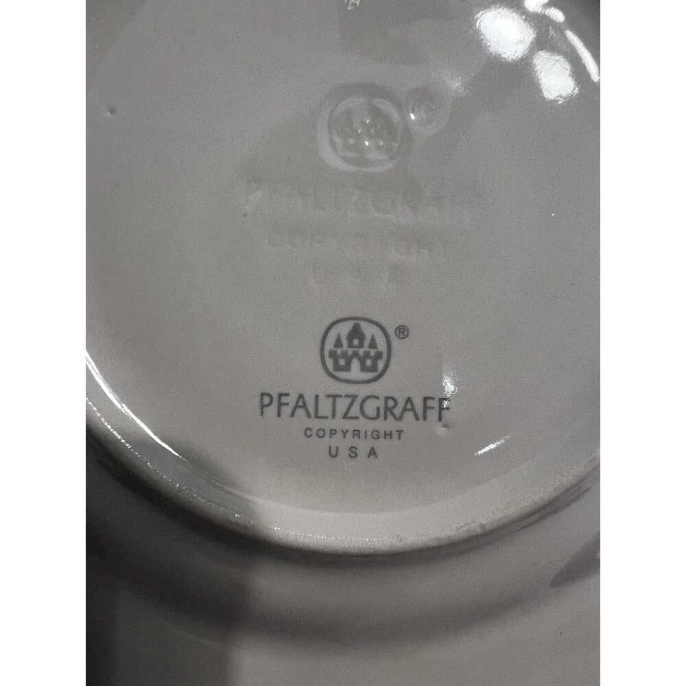 Pfaltzgraff Trousseau 8” Salad Plate Ivory Flower Roses Gray Band